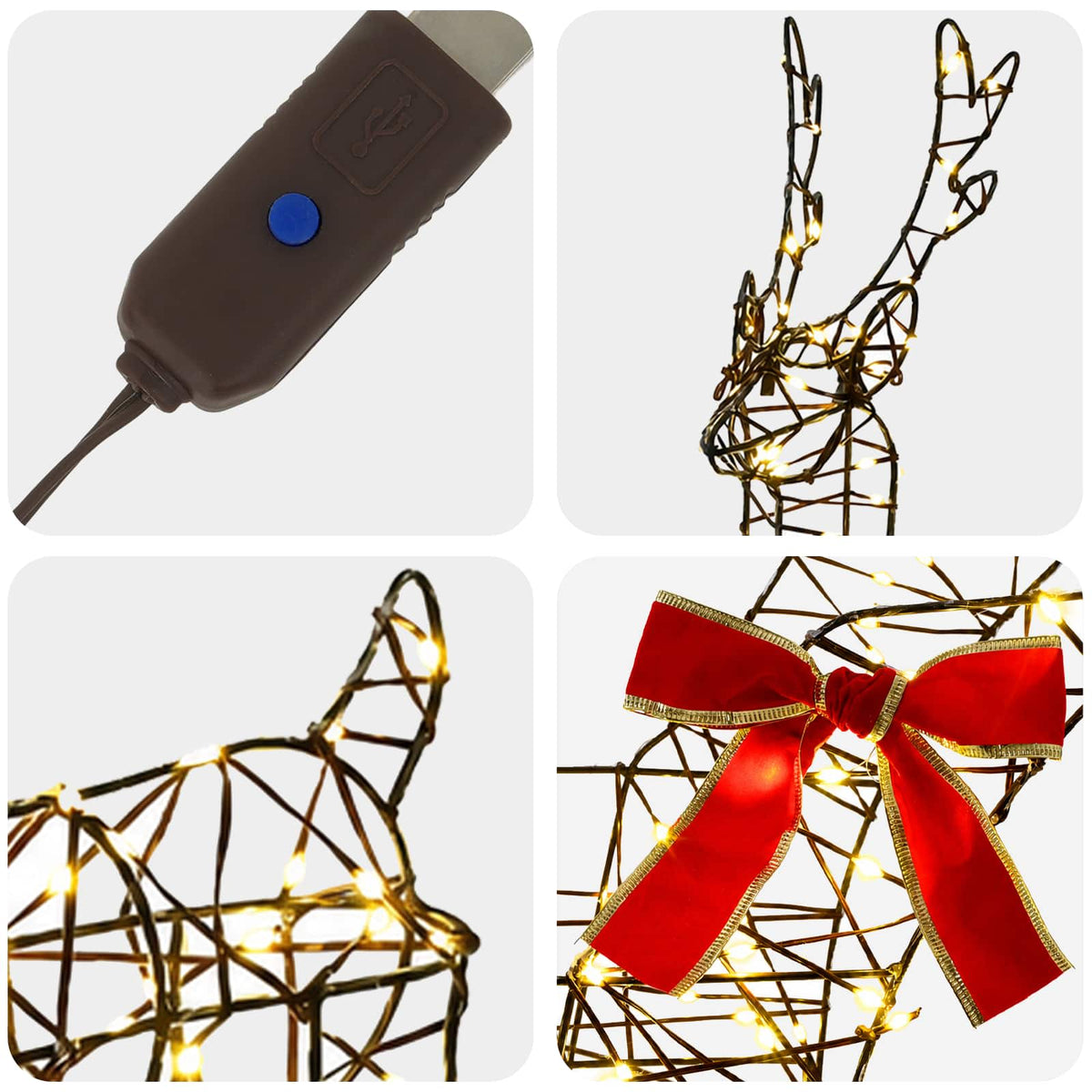 Christmas Reindeer with sleigh 5 pcs 580 LEDs Warm White