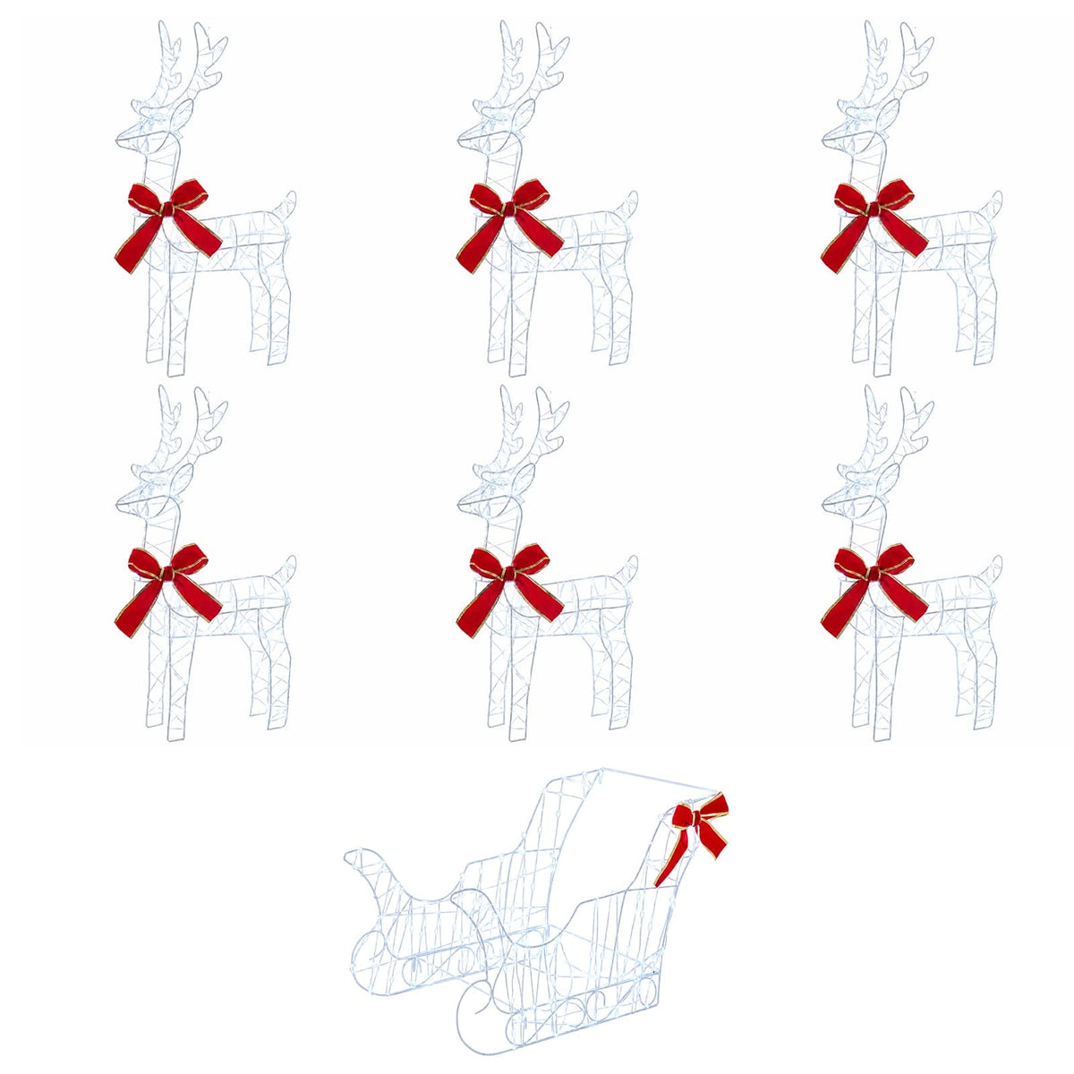 Christmas Reindeer with sleigh 7 pcs 760 LEDs Cold White