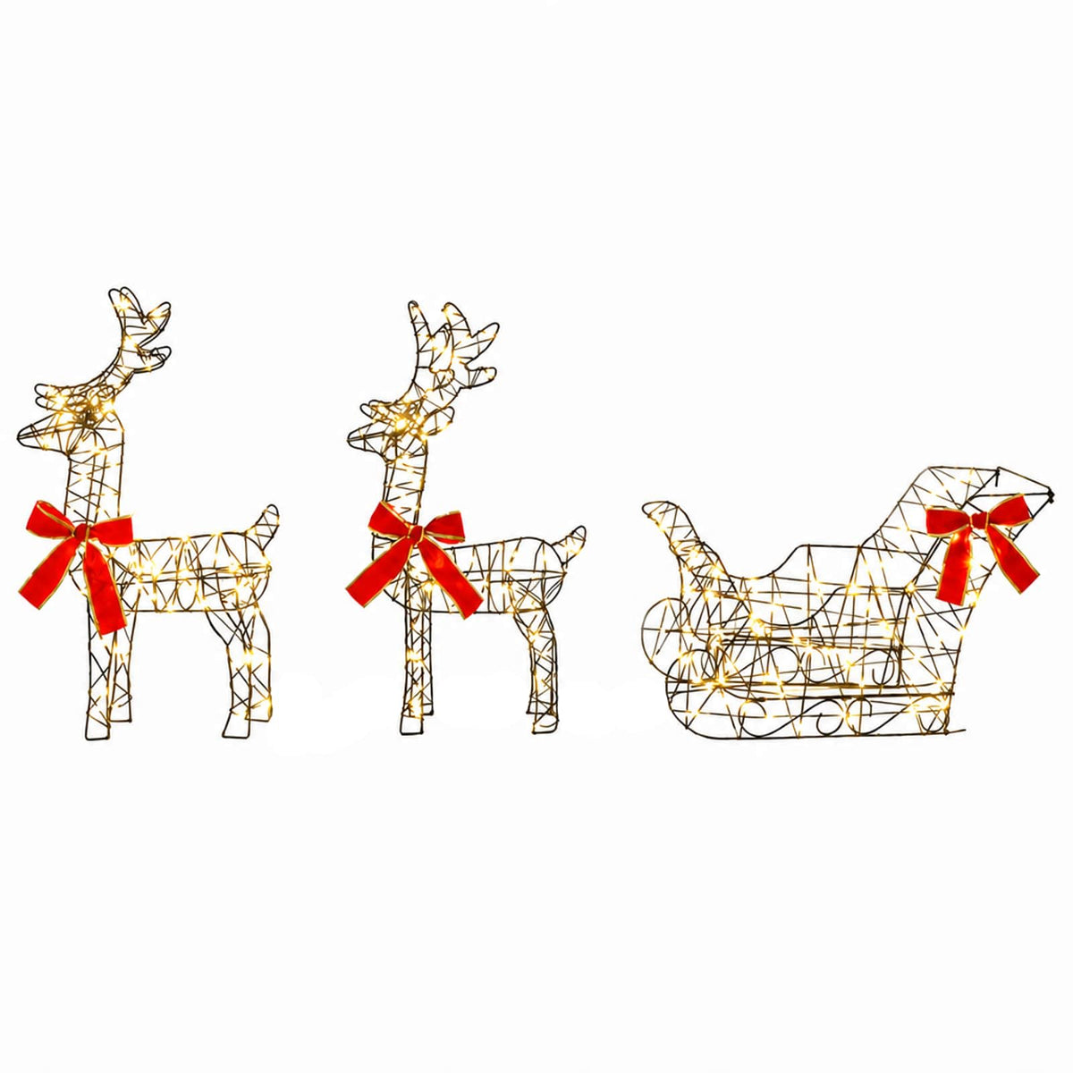 Christmas Reindeer with sleigh 7 pcs 760 LEDs Warm White