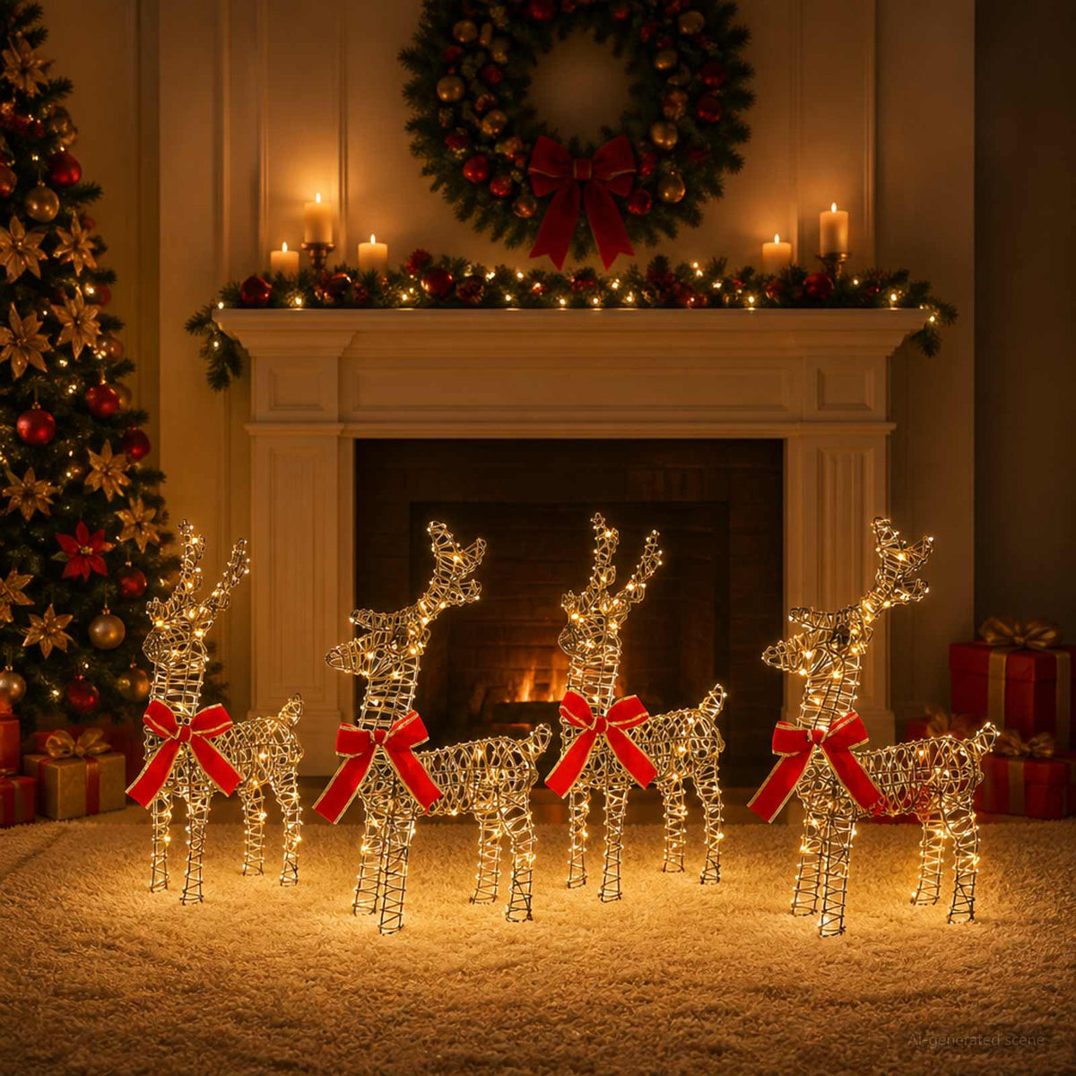 Christmas Reindeer 4 pcs 160 LEDs Warm White