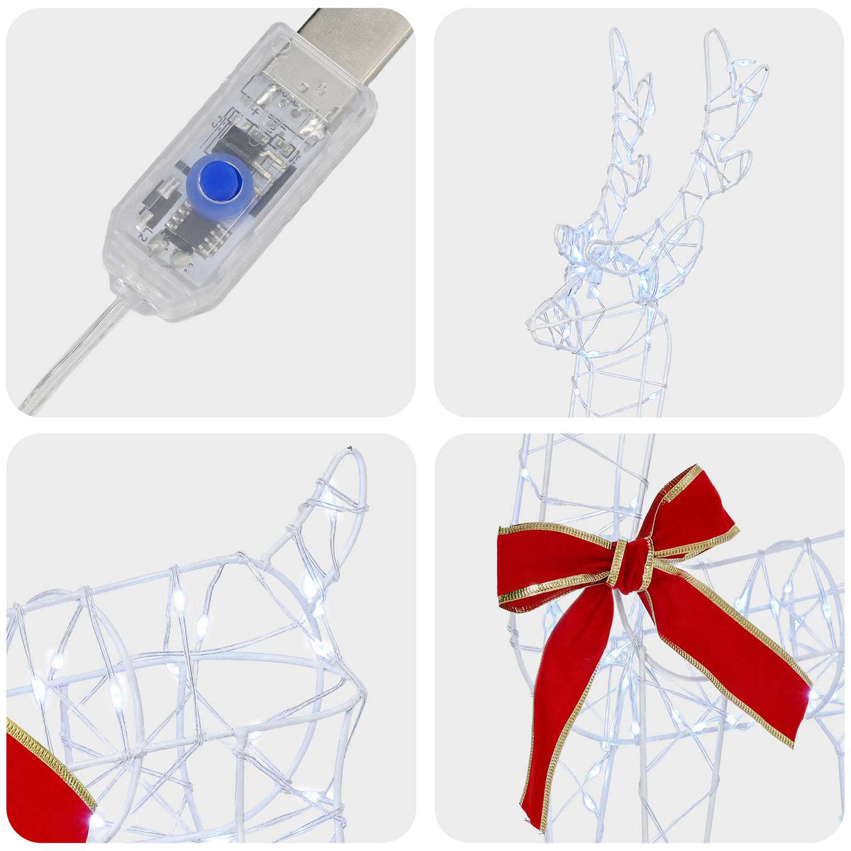 Christmas Reindeer 4 pcs 360 LEDs Cold White