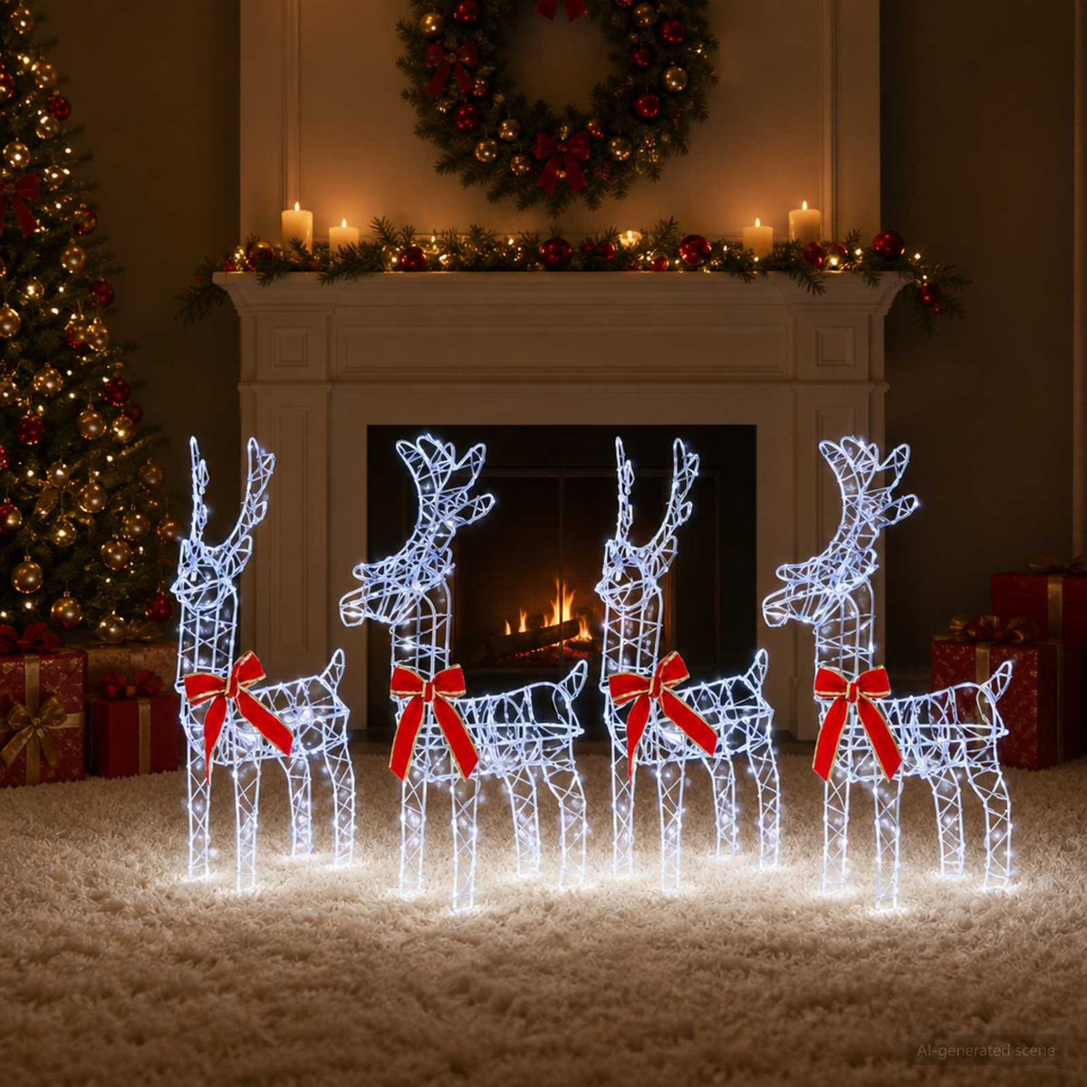 Christmas Reindeer 4 pcs 360 LEDs Cold White