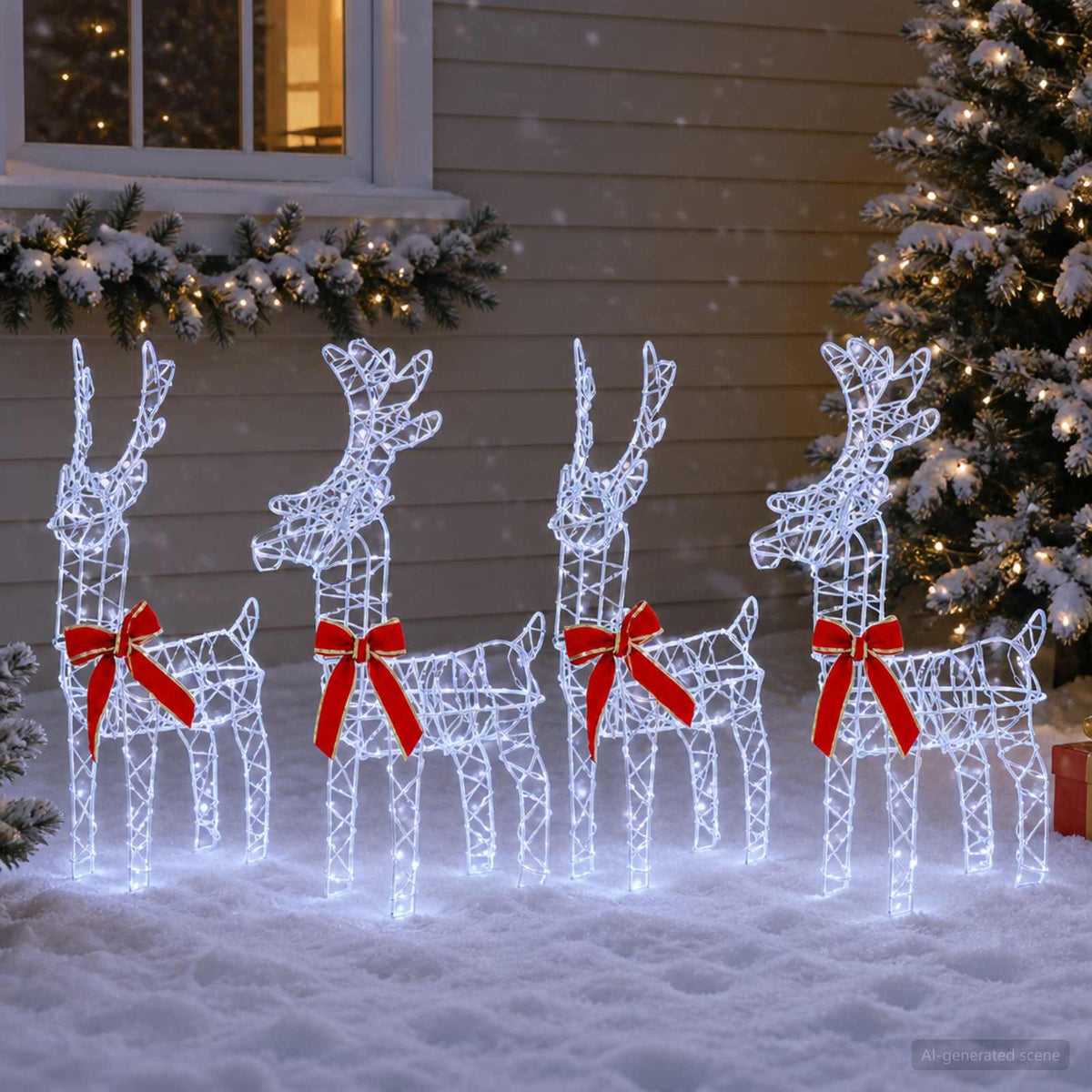 Christmas Reindeer 4 pcs 360 LEDs Cold White