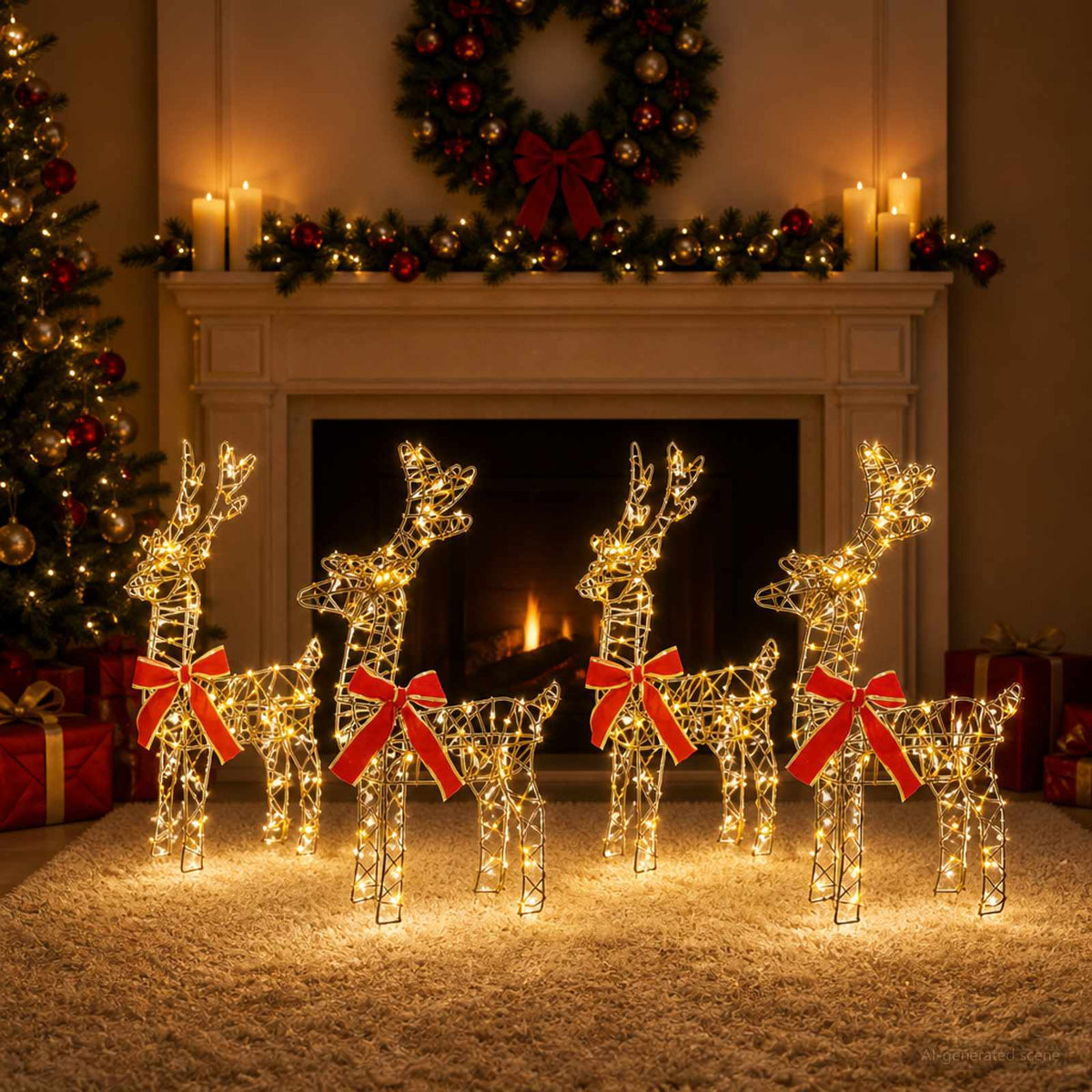 Christmas Reindeer 4 pcs 360 LEDs Warm White