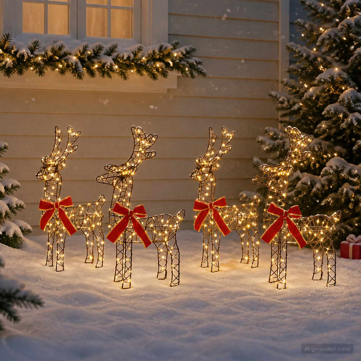 Christmas Reindeer 4 pcs 360 LEDs Warm White