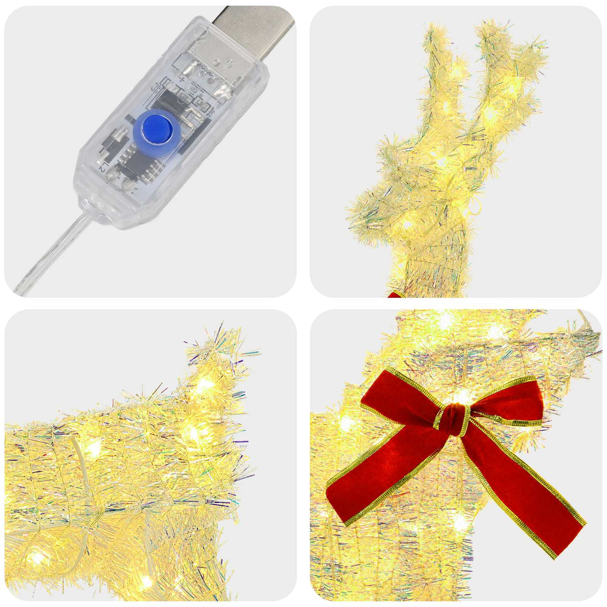 Christmas Reindeer 4 pcs 160 LEDs Warm White