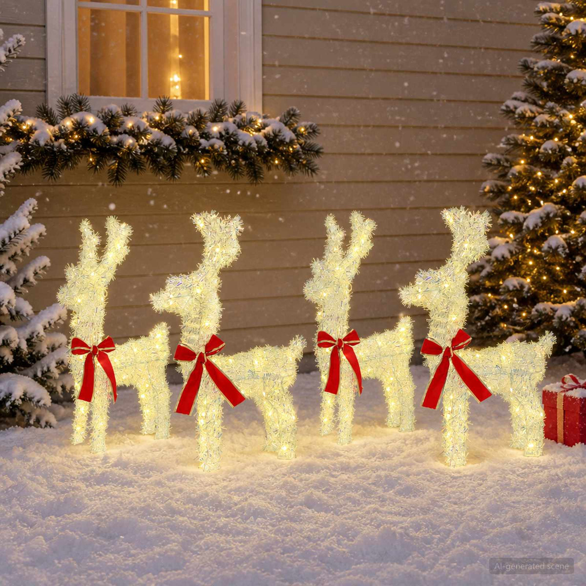 Christmas Reindeer 4 pcs 160 LEDs Warm White