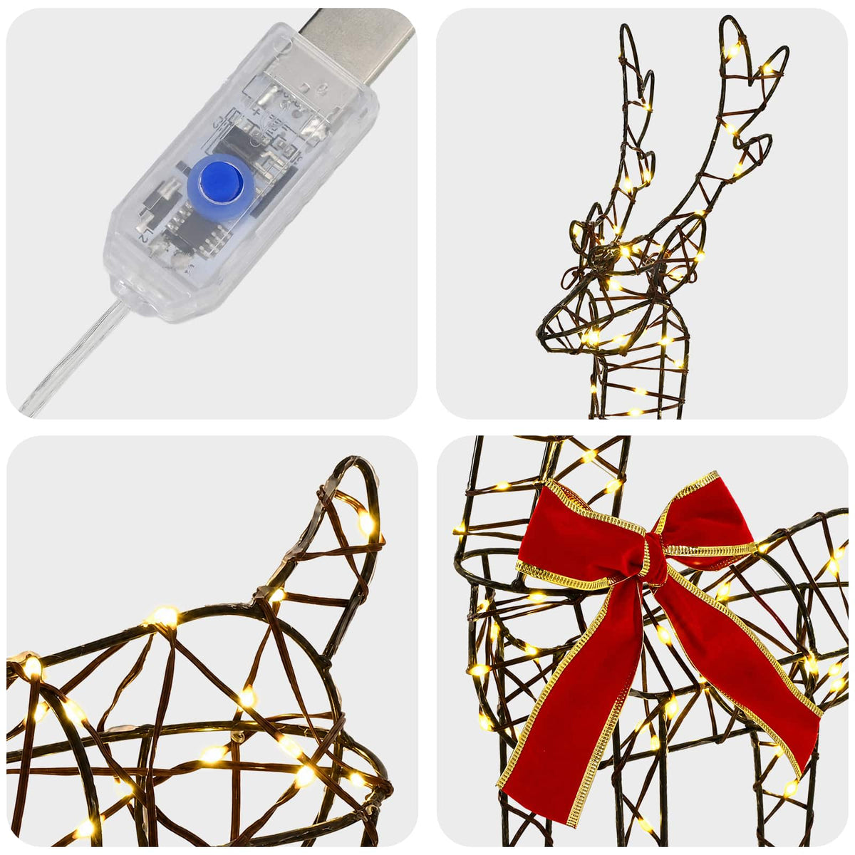 Christmas Reindeer 6 pcs 360 LEDs Warm White