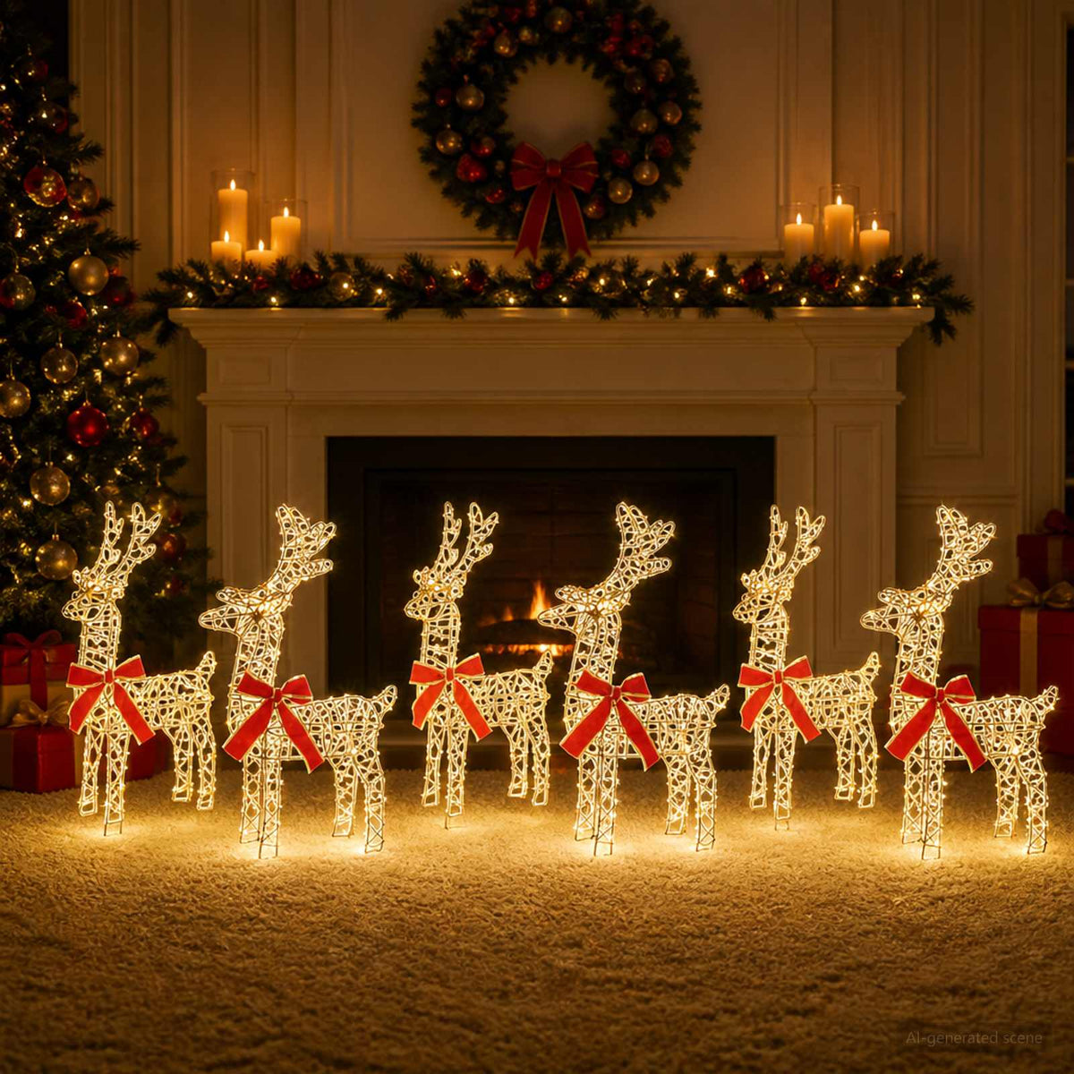 Christmas Reindeer 6 pcs 360 LEDs Warm White