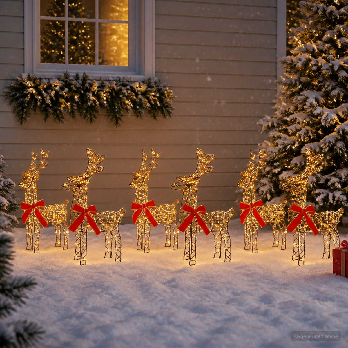 Christmas Reindeer 6 pcs 360 LEDs Warm White