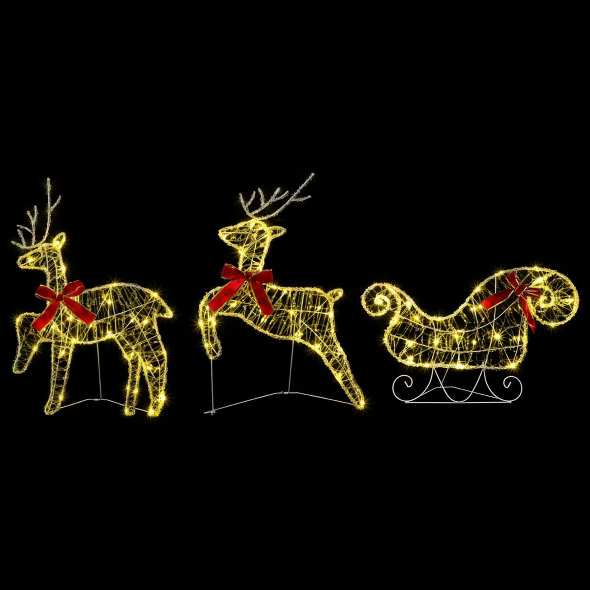 Christmas Reindeer with sleigh 5 pcs 100 LEDs Warm White