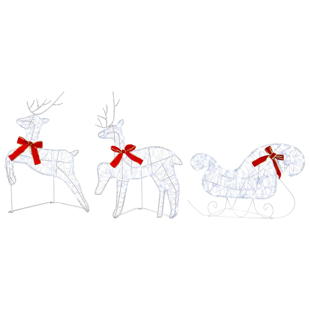 Christmas Reindeer with sleigh 5 pcs 100 LEDs Cold White