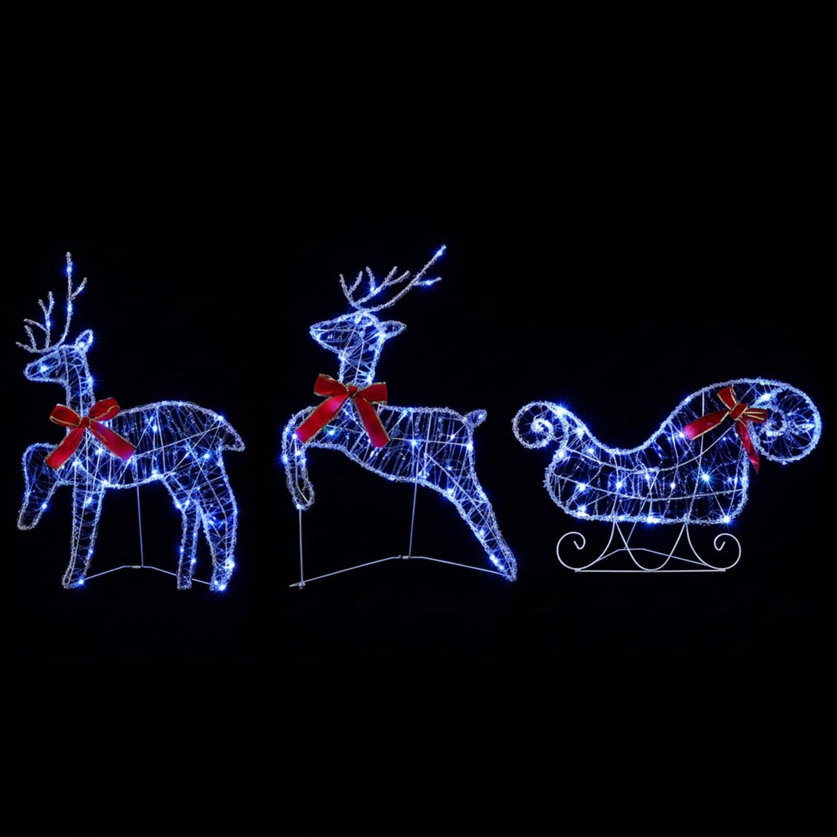 Christmas Reindeer with sleigh 5 pcs 100 LEDs Blue