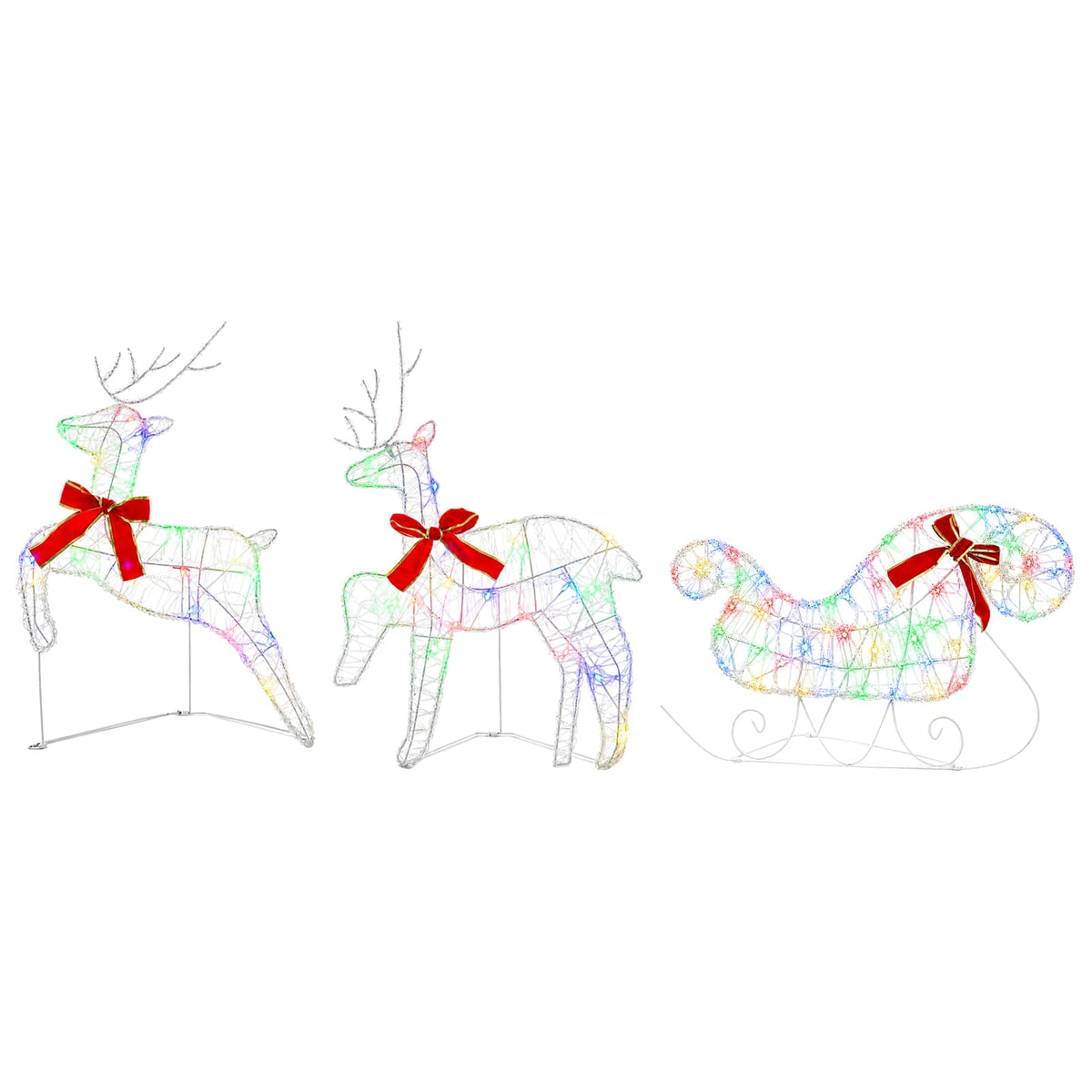 Christmas Reindeer with sleigh 5 pcs 100 LEDs Multicolour