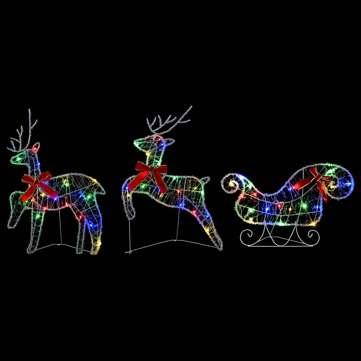 Christmas Reindeer with sleigh 5 pcs 100 LEDs Multicolour