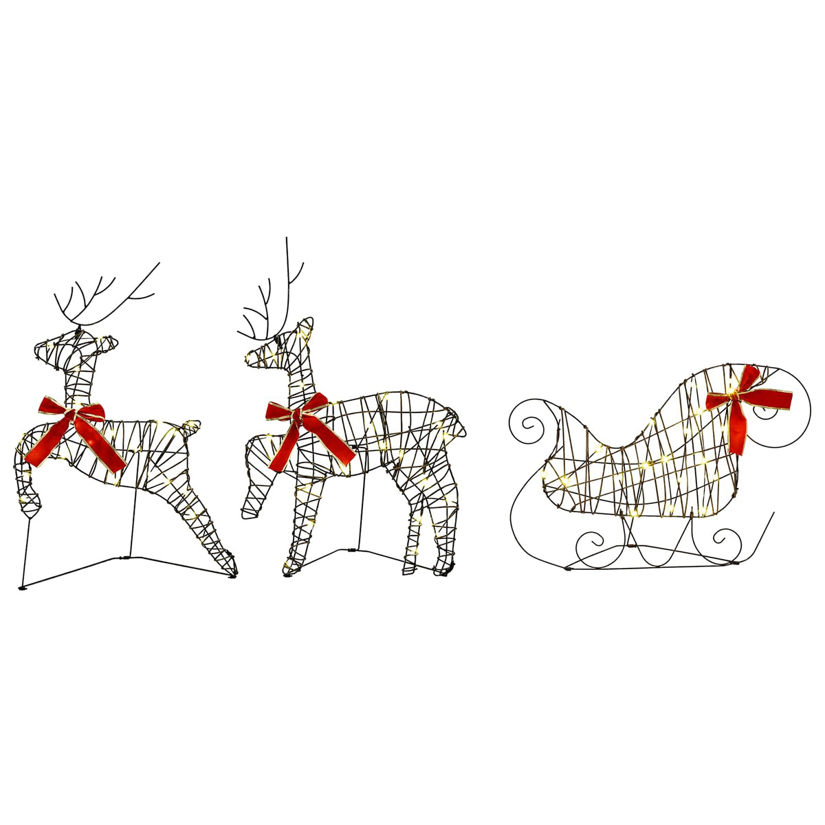 Christmas Reindeer with sleigh 5 pcs 100 LEDs Warm White