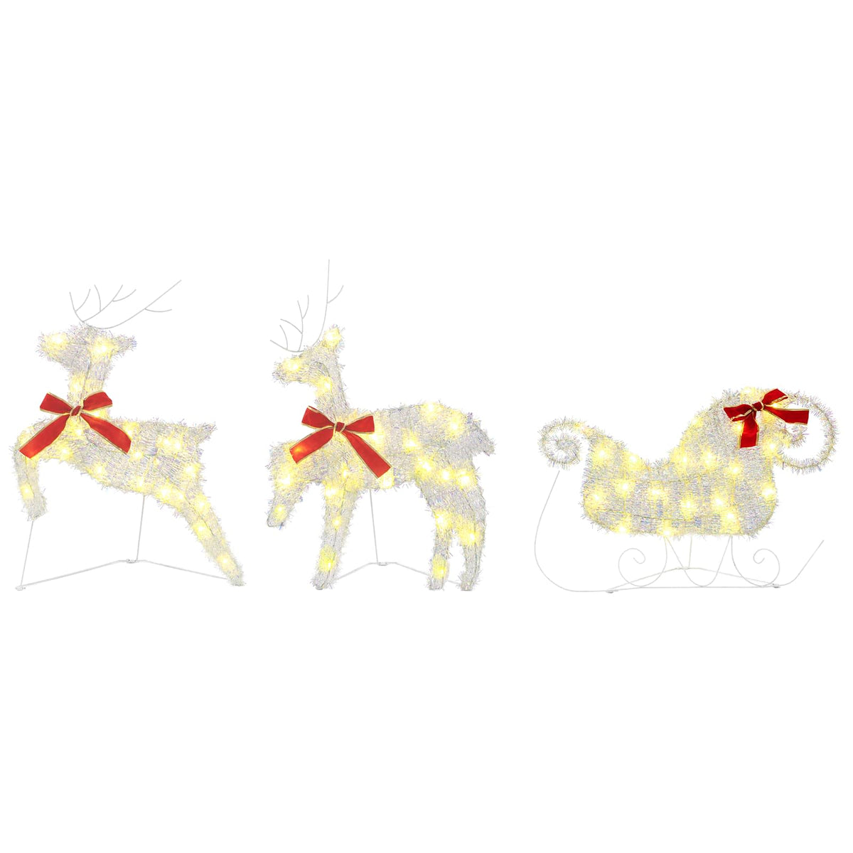 Christmas Reindeer with sleigh 5 pcs 100 LEDs Warm White