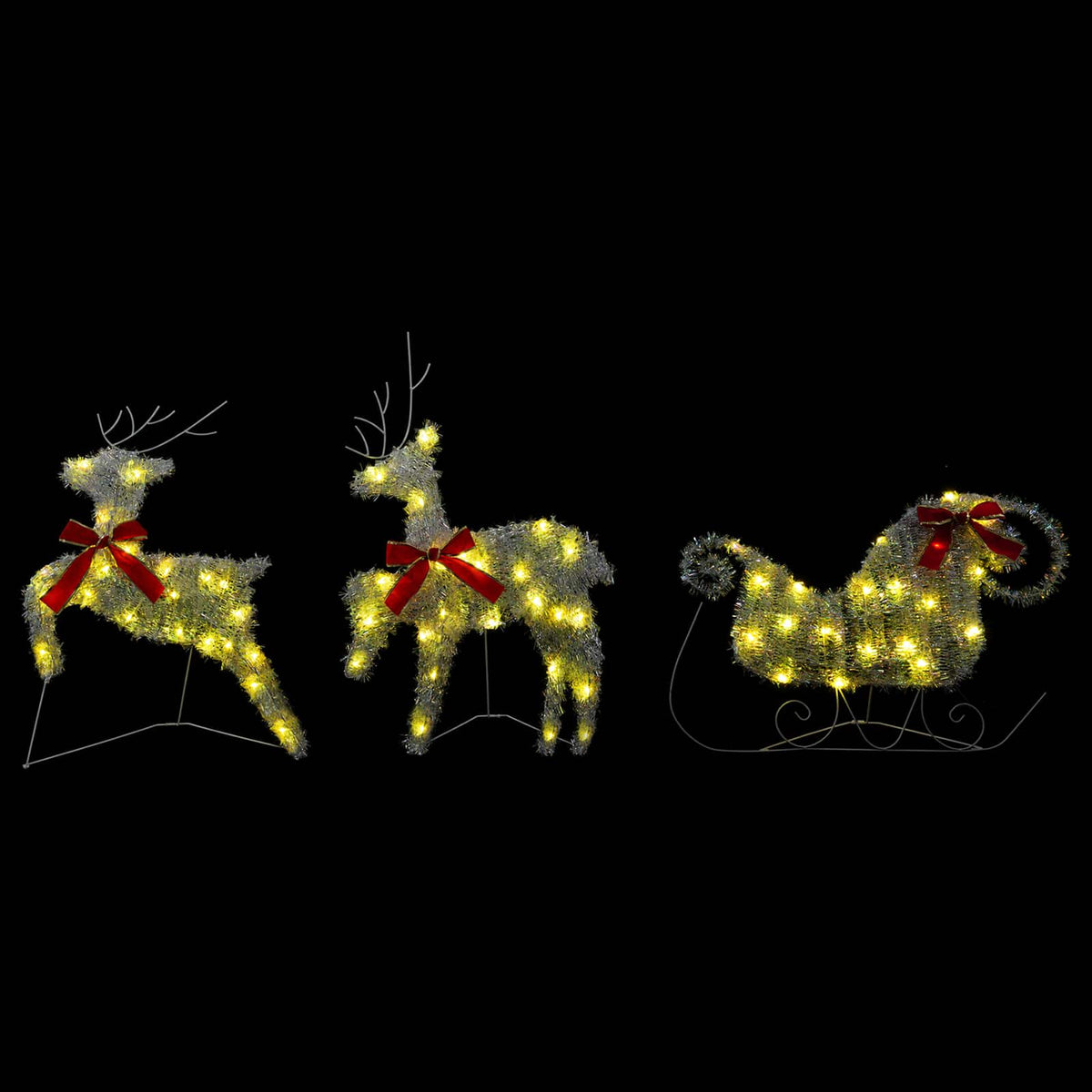Christmas Reindeer with sleigh 5 pcs 100 LEDs Warm White