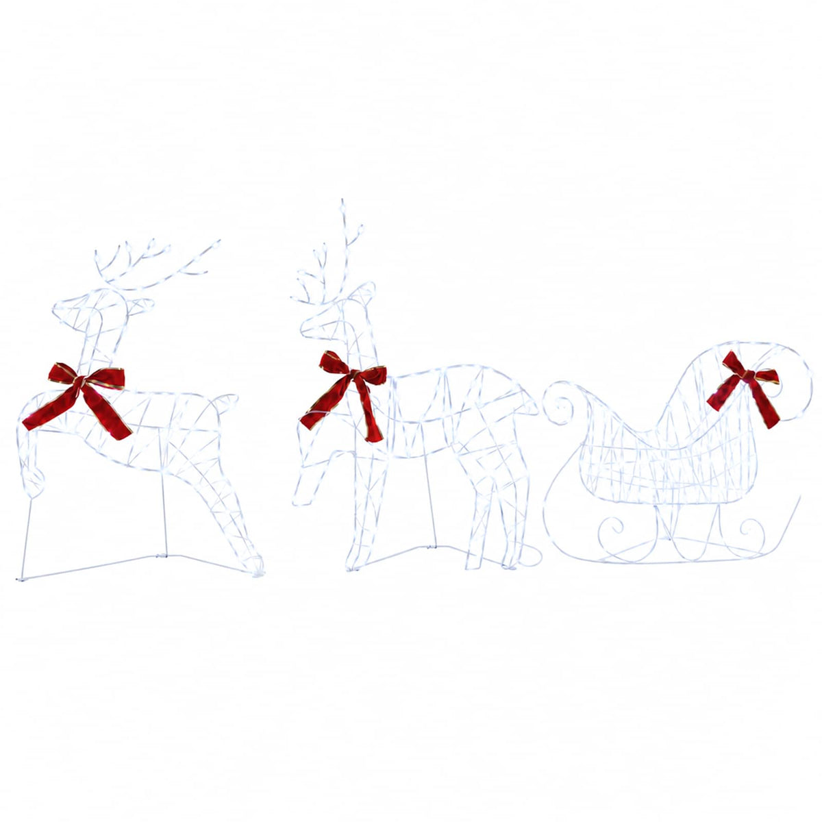 Christmas Reindeer with sleigh 7 pcs 320 LEDs Cold White