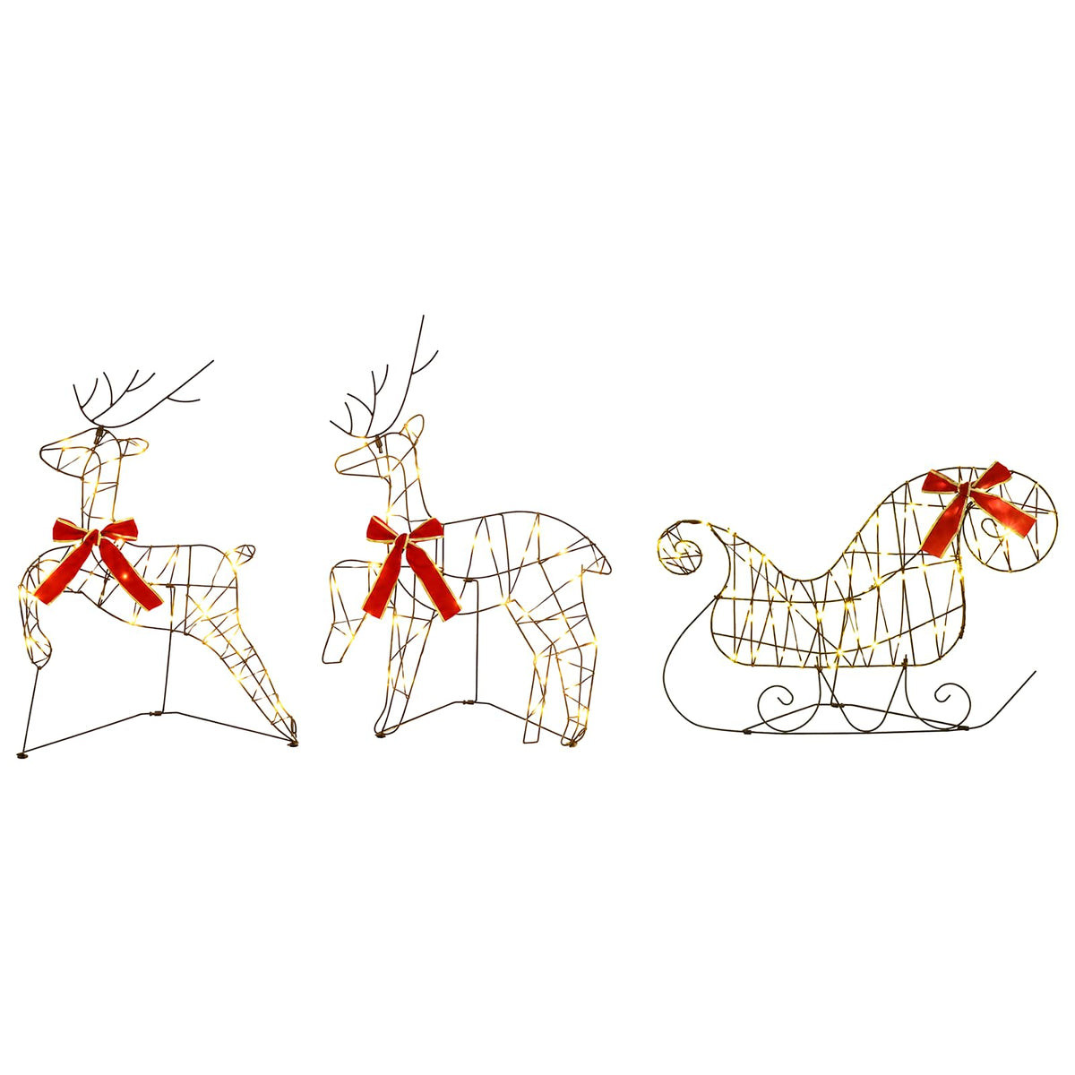 Christmas Reindeer with sleigh 7 pcs 320 LEDs Warm White