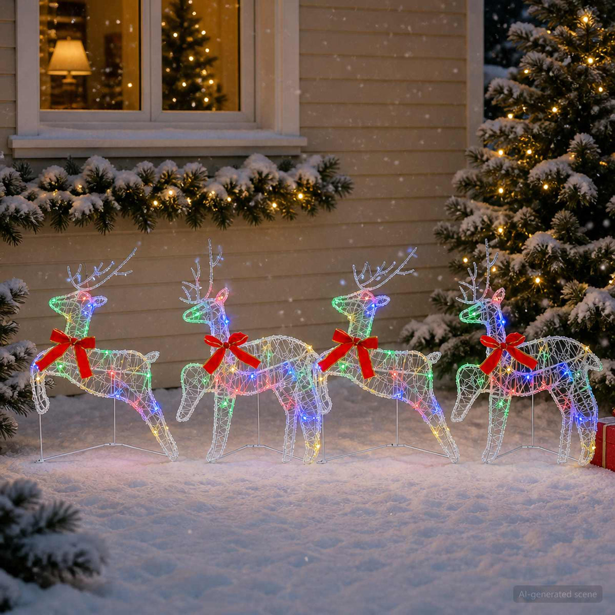 Christmas Reindeer 4 pcs 80 LEDs Multicolour 43 x 19 x 65 cm