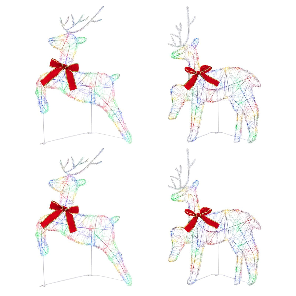 Christmas Reindeer 4 pcs 80 LEDs Multicolour 43 x 19 x 65 cm