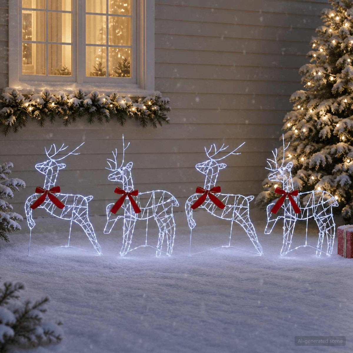 Christmas Reindeer 4 pcs 180 LEDs Cold White