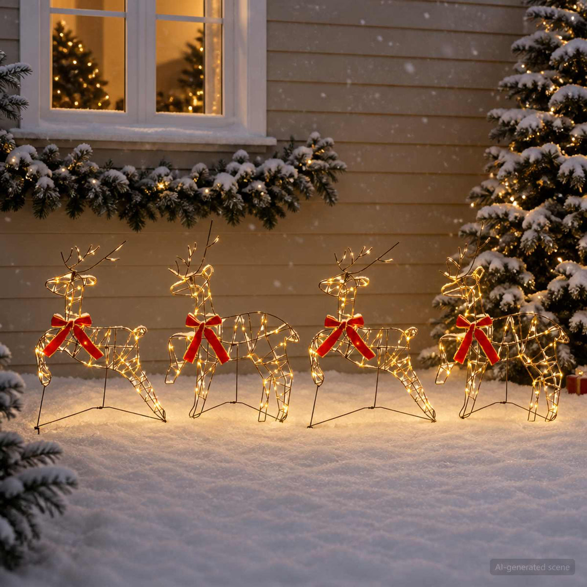 Christmas Reindeer 4 pcs 180 LEDs Warm White