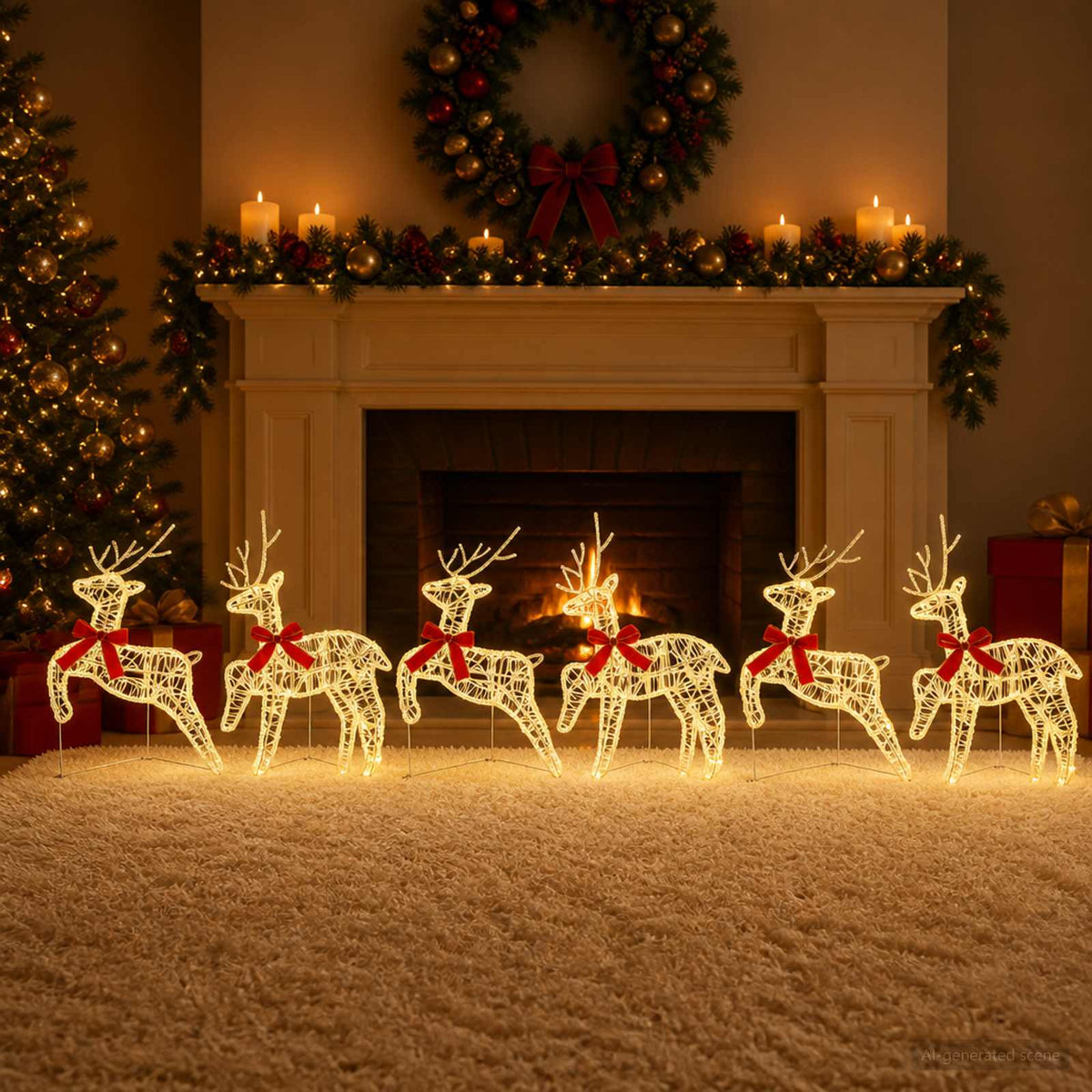 Christmas Reindeer 6 pcs 80 LEDs Warm White 43 x 19 x 65 cm