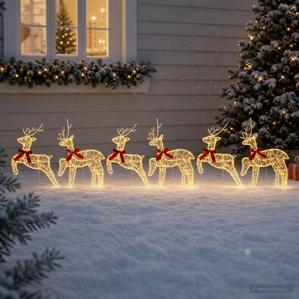 Christmas Reindeer 6 pcs 80 LEDs Warm White 43 x 19 x 65 cm
