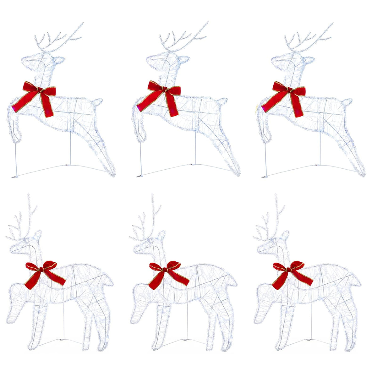 Christmas Reindeer 6 pcs 80 LEDs Cold White 43 x 19 x 65 cm