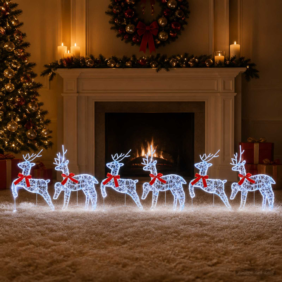 Christmas Reindeer 6 pcs 80 LEDs Blue 43 x 19 x 65 cm