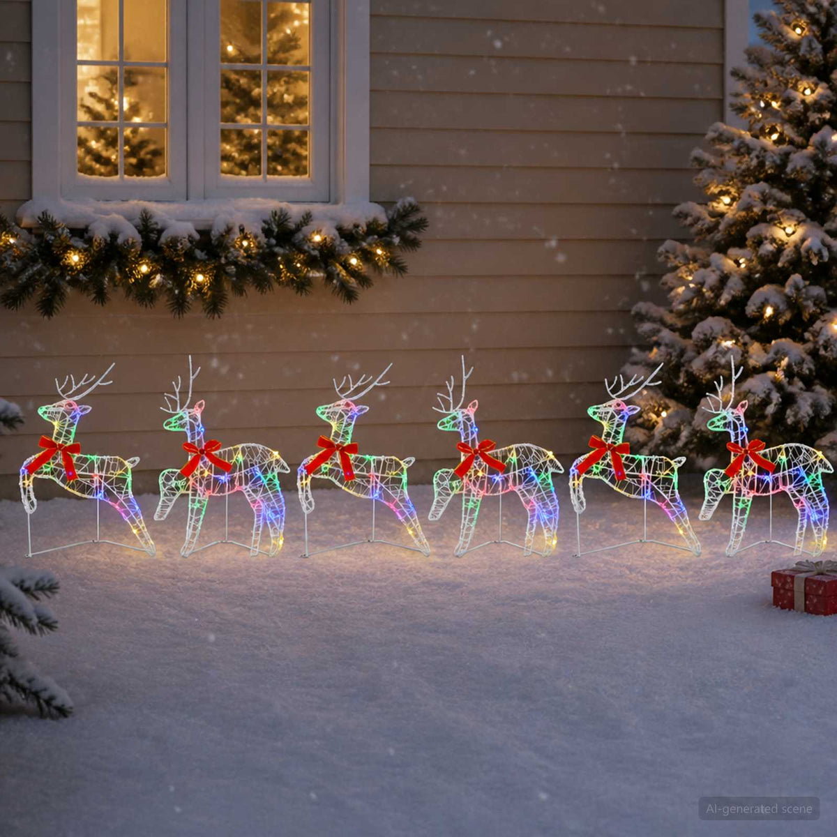 Christmas Reindeer 6 pcs 80 LEDs Multicolour 43 x 19 x 65 cm
