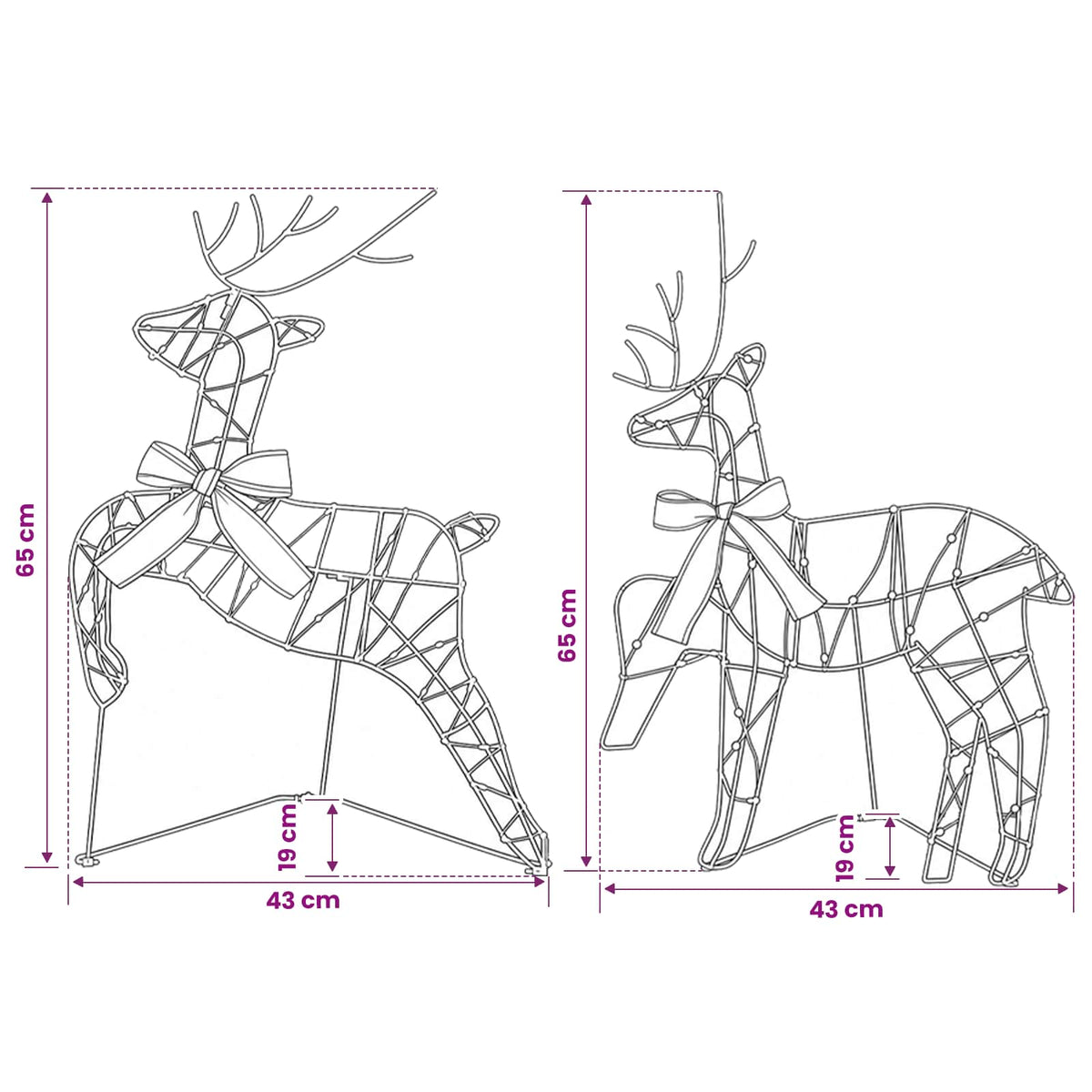 Christmas Reindeer 6 pcs 270 LEDs Cold White
