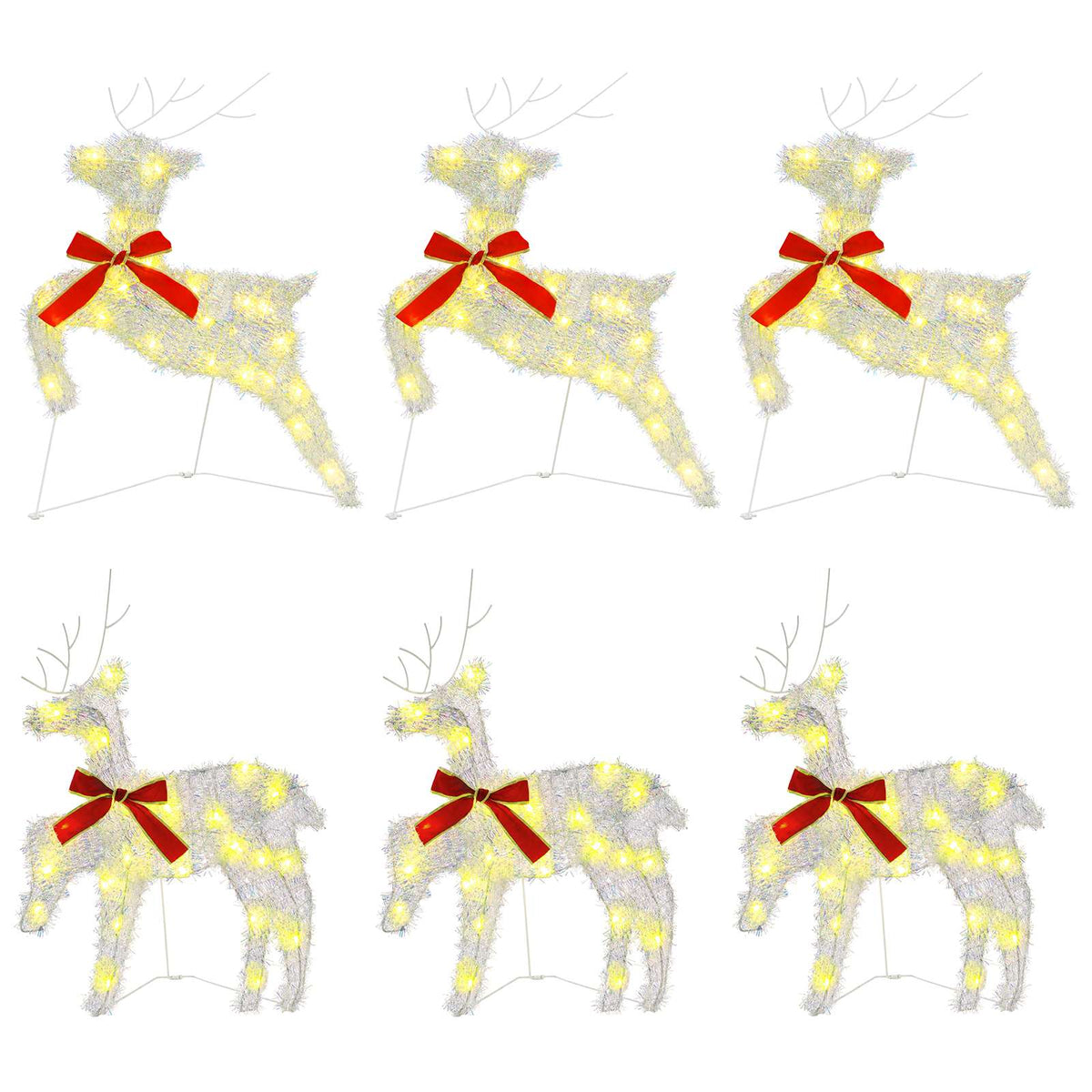 Christmas Reindeer 6 pcs 80 LEDs Warm White 43 x 19 x 65 cm