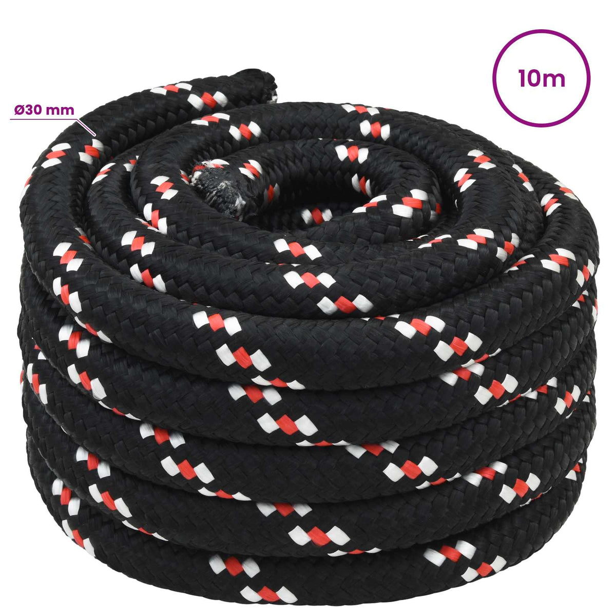 Multipurpose Utility Rope 30 mm 10 m Black and Red PP