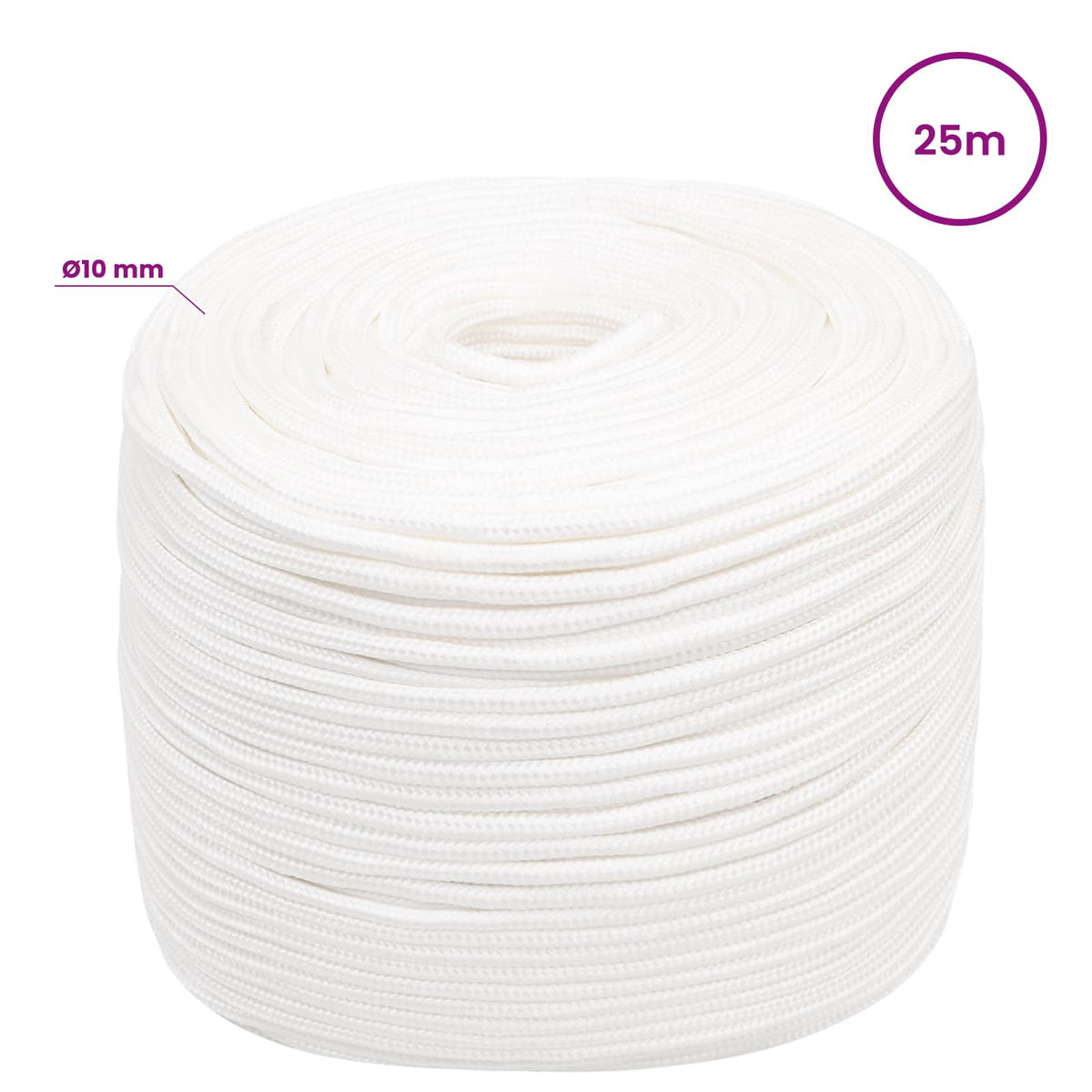 Multipurpose Utility Rope 10 mm 25 m White PP 645 kg Max Load