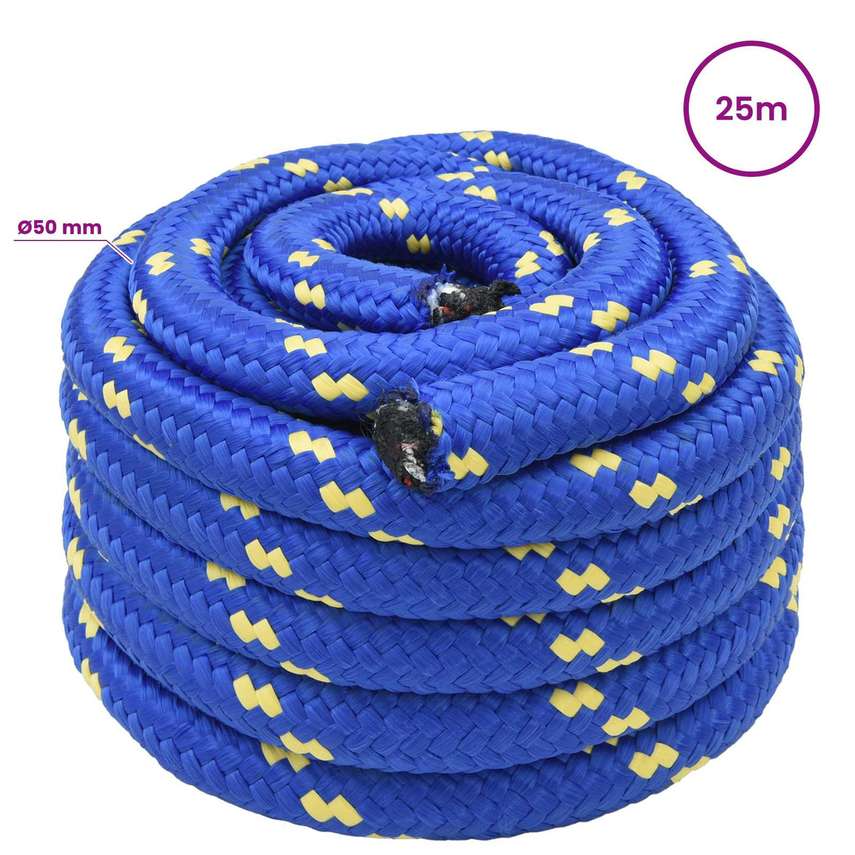 Multipurpose Utility Rope 50 mm 25 m Blue PP 15000 kg Max Load
