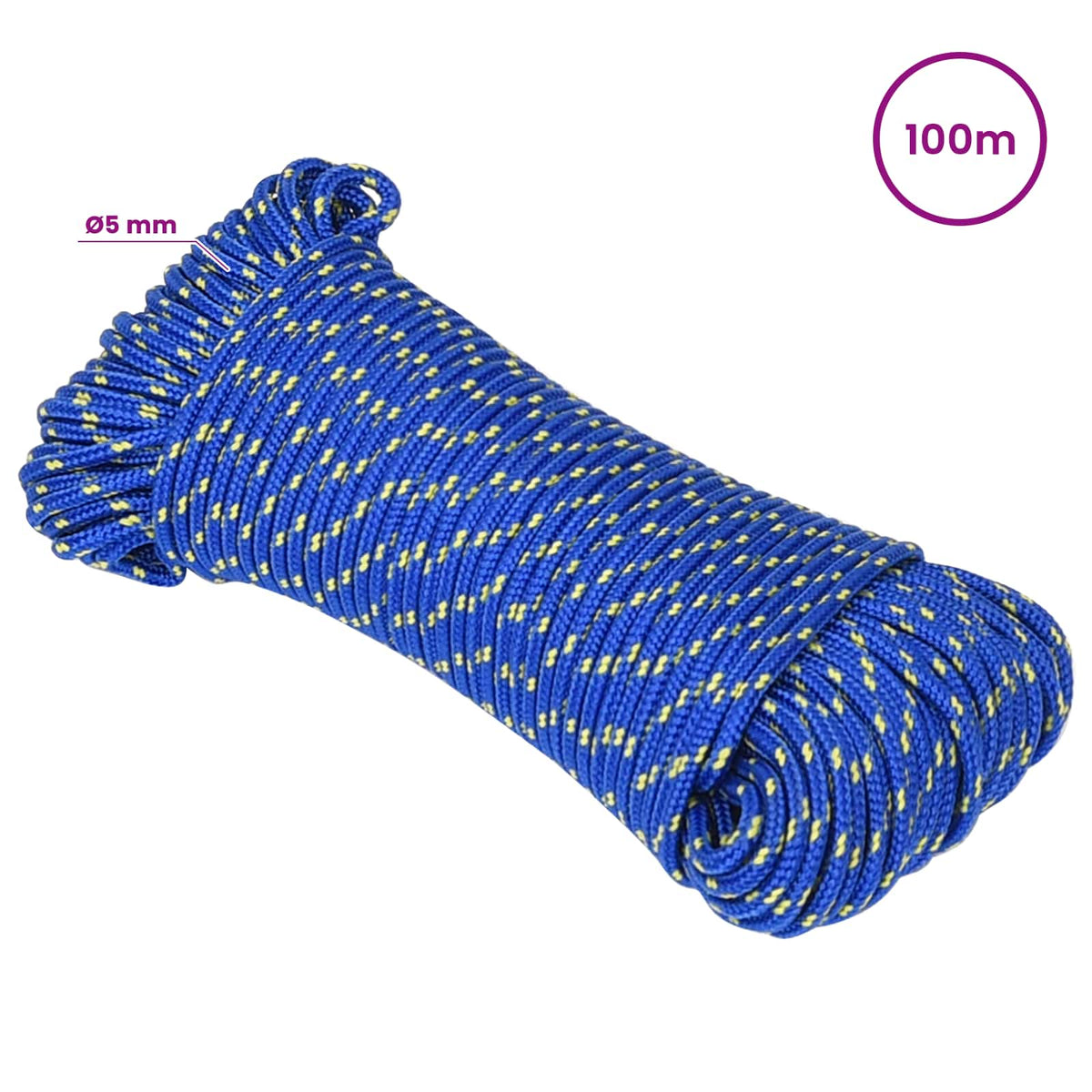 Multipurpose Utility Rope 5 mm 100 m Blue PP 150 kg Max Load