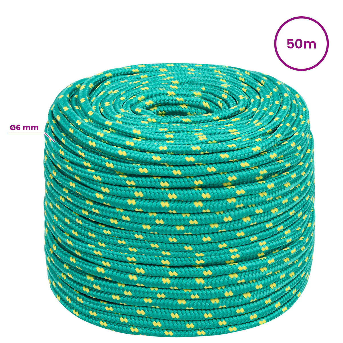 Multipurpose Utility Rope 6 mm 50 m Green PP 240 kg Max Load