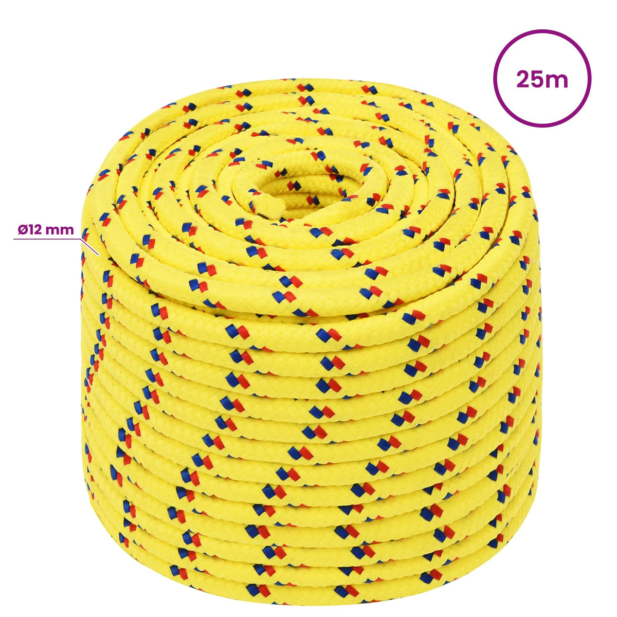 Multipurpose Utility Rope 12 mm 25 m Yellow PP 930 kg Max Load