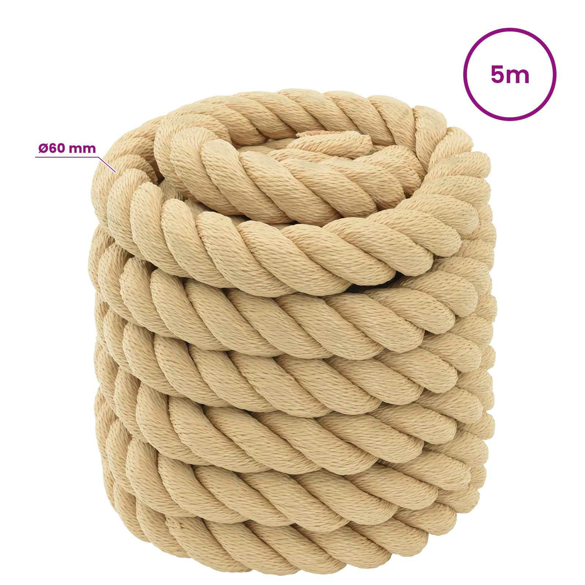 Multipurpose Utility Rope 60 mm 5 m Natural PP