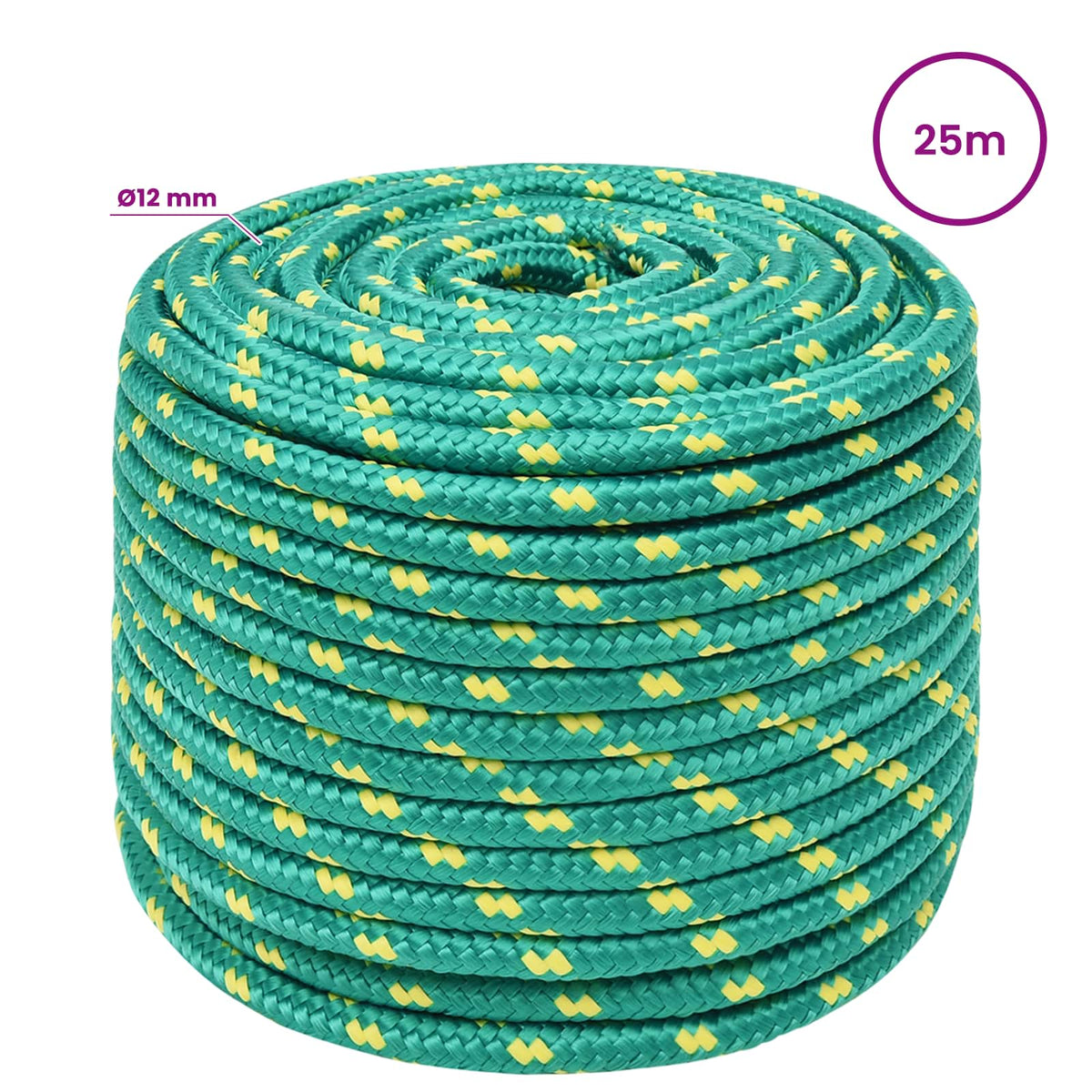 Multipurpose Utility Rope 12 mm 25 m Green PP 930 kg Max Load