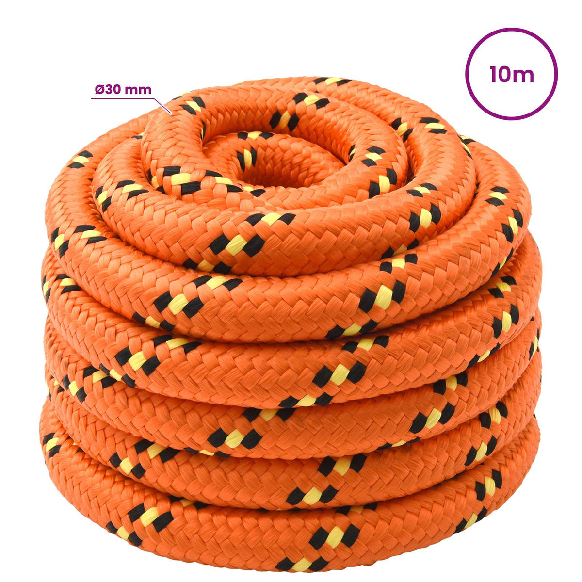 Multipurpose Utility Rope 30 mm 10 m Orange PP 5400 kg Max Load