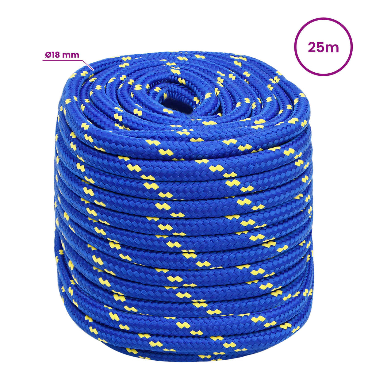 Multipurpose Utility Rope 18 mm 25 m Blue PP 1995 kg Max Load