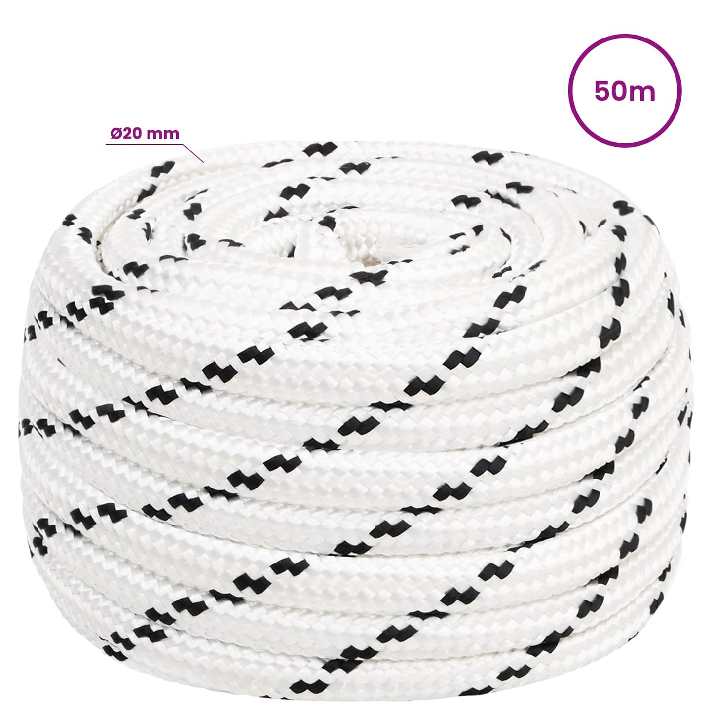 Multipurpose Utility Rope 20 mm 50 m White Polyester