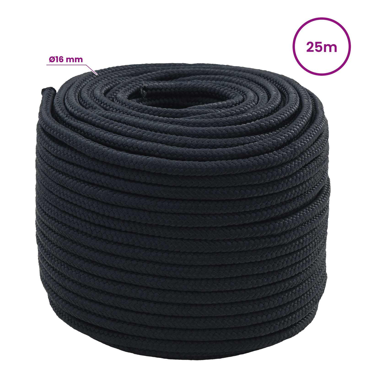Multipurpose Utility Rope 16 mm 25 m Royal Blue Polyester