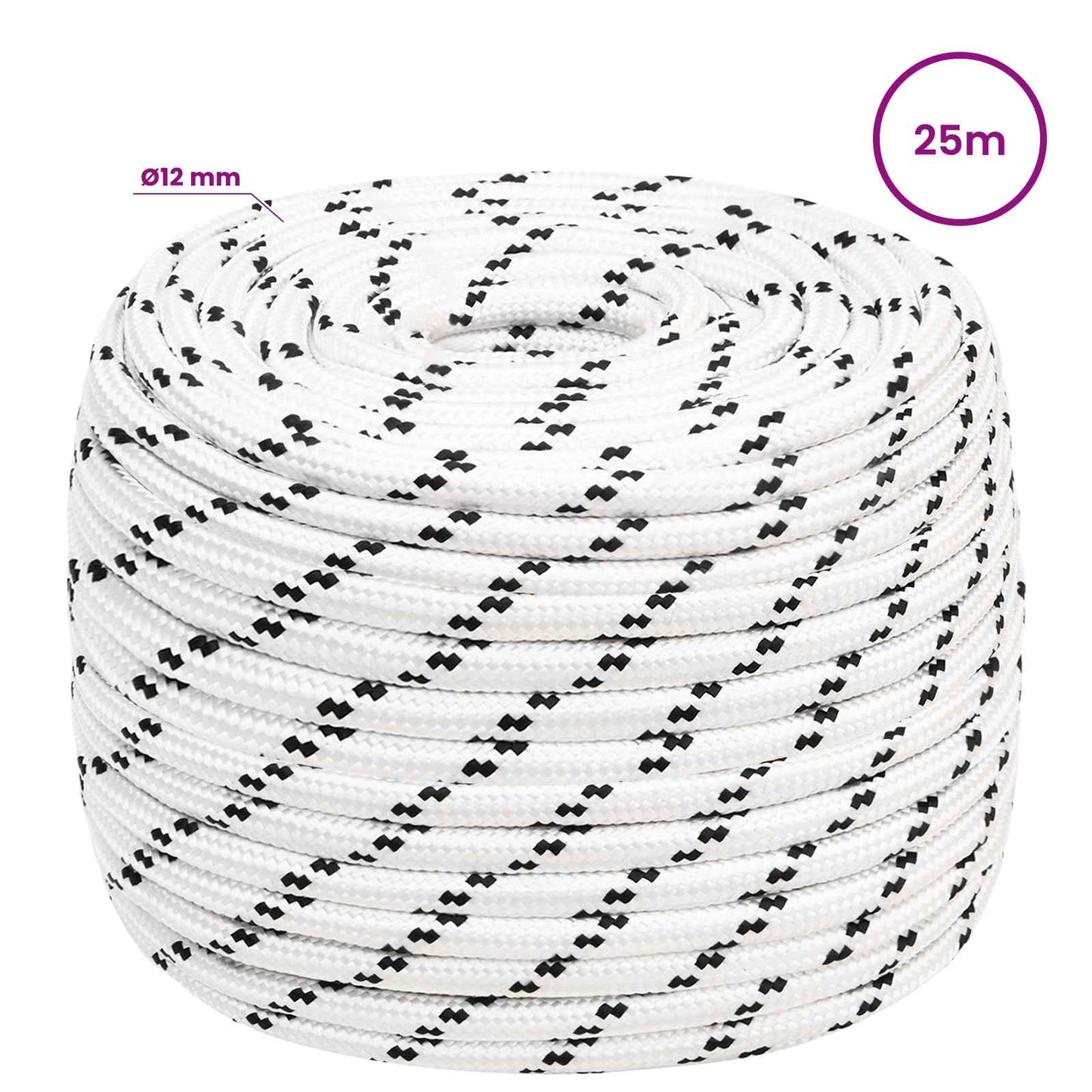 Multipurpose Utility Rope 12 mm 25 m White Polyester