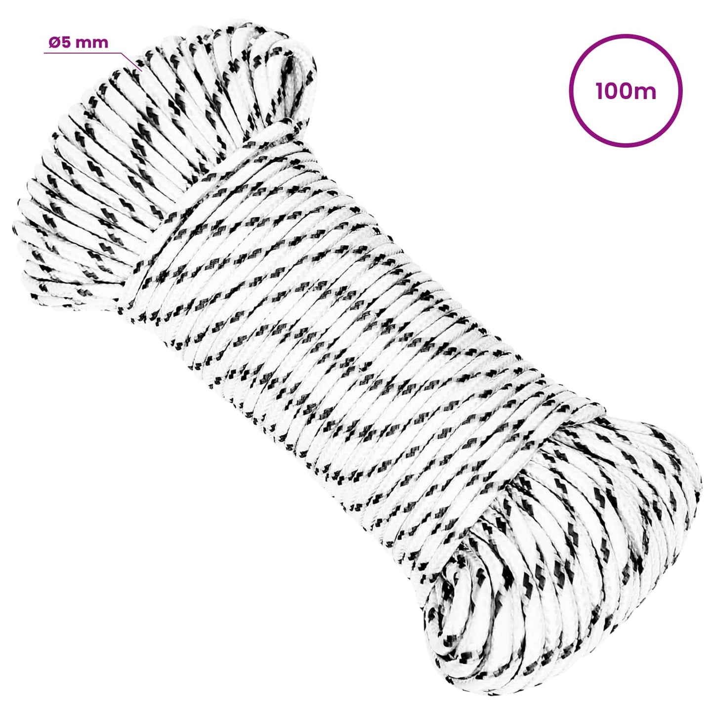 Multipurpose Utility Rope 5 mm 100 m White Polyester