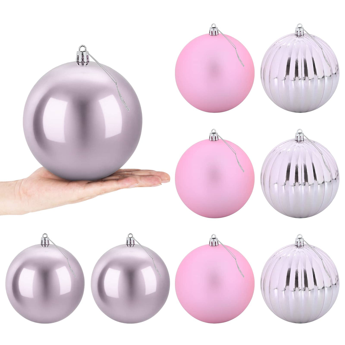 Christmas Ball Set XL 9 pcs Pink Dia. 15 cm Plastic